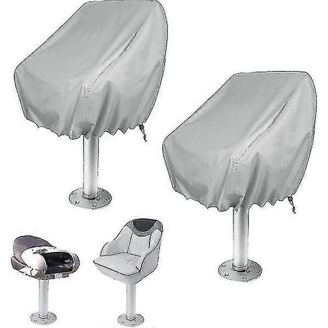 Lot de 2 housses imperméables pour siège de bateau ponton d'extérieur avec piédestal, housse de siège de gouvernail en tissu Oxford (1/5)