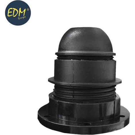 Zugelassener E-27-EDM-Lampenhalter mit Halbgewinde + schwarze Unterlegscheibe (eingeschweißt)