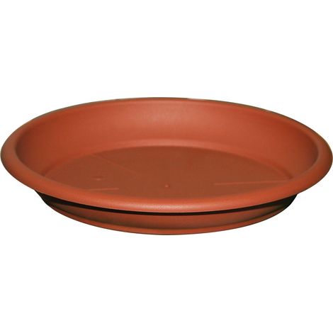 Sottovaso tondo in resina color terracotta Deroma - Ø22 per vaso Ø25