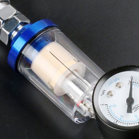 Luftfilter/Wasser-/Ölabscheider für Farbspritzpistolen, Kompressor-Ersatzteil mit Manometer und Schnellanschluss (1/3)