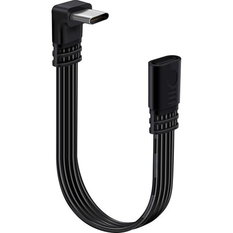 Rallonge USB C 90 Degré Cable Type C Plat Cable USB C Mâle vers Femelle 2.0 pour Charge Rapide et un Transfert de Données (Courbure Haut Bas, 0.3 m) (1/5)