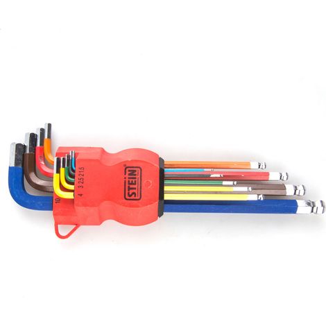 Juego llave allen stein extra larga punta bola cr-v 9 piezas colores (1/2)