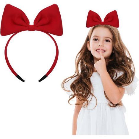 Bandeaux à nœud rouge avec nœud papillon-Accessoires de cheveux parfaits femmes et filles fête cosplay Noël Halloween cadeau (rouge) (1/4)