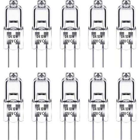 Fiala Halogene G4, Lampada G4 12v 10w, 3000k Bianco Caldo, 150lm, a Intensità Variabile, Lampehalogene G4, Lampada Capsula Trasparente, Confezione da 10 (1/5)