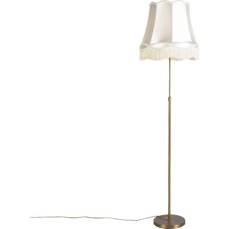 QAZQA Bronze Floor Lamp with Granny Lampshade Cream 45 cm