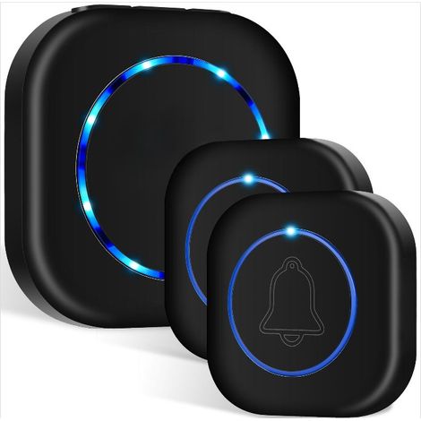 Sonnette sans fil innovante avec mini-bouton étanche, volume réglable et mode silencieux, 45 mélodies, installation facile, fonction mémoire, longue portée-AquaForge (1/5)