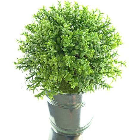 DPI – Plante verte artificielle à petites feuilles dans un seau galvanisé – Hauteur 15 cm
