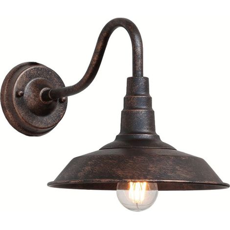 Applique murale rétro vintage en fer bronze E27 25cm hauteur 26,4cm diamètre restaurant balcon (1/3)