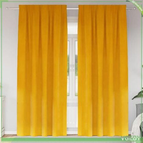 4107275 Rideaux occultants 2 pcs Jaune moutarde 140 x 225 cm Velours (1/5)