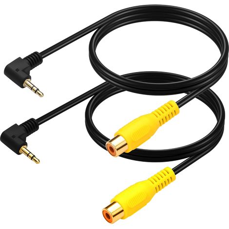 Lot de 2 câbles vidéo 90 degrés 3,5 mm vers RCA mâle coudé TRS mâle vers RCA femelle pour caméra de voiture DVR de voiture caméra de surveillance 1 m (1/5)