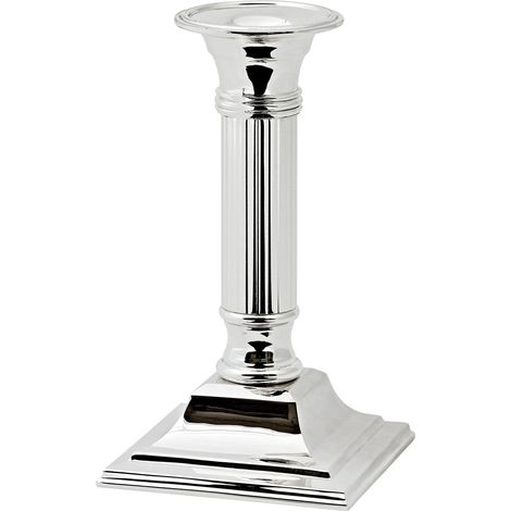 Bougeoir Chandelierln pour Bougie Flambeau Argenté Cannelé Hauteur 15 cm - PANGIVO (1/5)