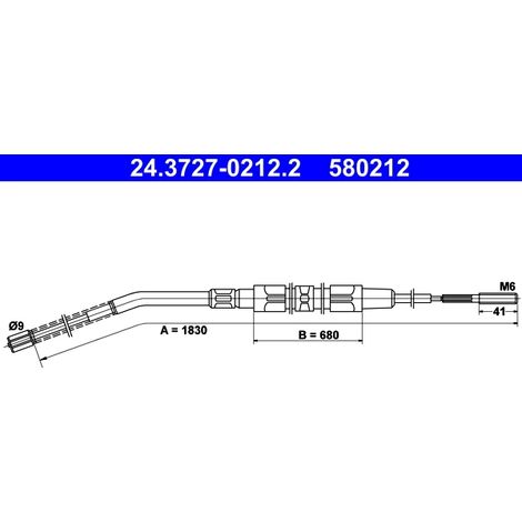 Tirette à câble, frein de stationnement ATE 24.3727-0212.2 BMW 34 41 1 154 401