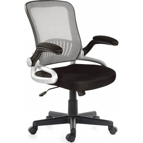 Drehbarer Bürostuhl aus grauem und silbernem Stoff mit verstellbarer Höhe und Armlehnen