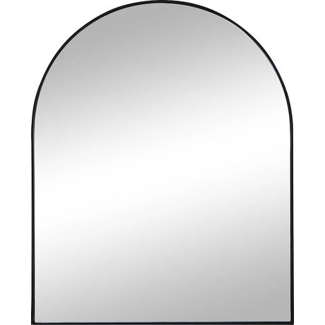 Vente-Unique – Miroir mural arche en métal noir – Dimensions L.65 x H.80 cm – Pose murale avec crochet – Finitions contemporaines