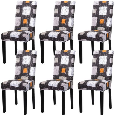 Stuhlhussen 6er Set, Stretch, Abnehmbar, Waschbar, mit Gummiband (1/5)