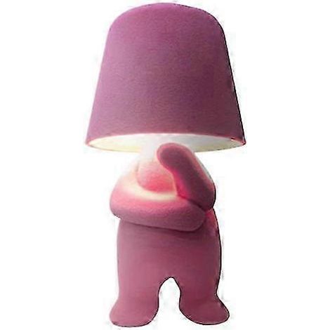 Lampe de table Shy Boy, lampe en forme de petit homme, lampe de bureau LED, veilleuse tactile, lampe de chevet à brancher pour la décoration de la chambre, cadeau de Saint-Valentin rose (1/4)
