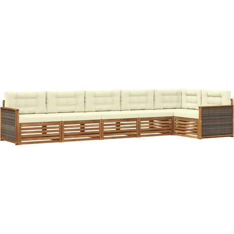 Conjunto de sofás de exterior con cojín 6 pcs Natural y Crema vidaXL (1/5)
