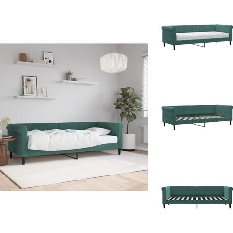Tagesbett mit Matratze Dunkelgrün 80x200 cm Samt - Tagesbett Mit Matratze - Tagesbetten Mit Matratze - Tagesbett - Sofabett (1/5)