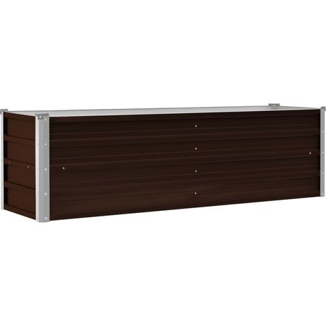 Fioriera rialzata piante fiori giardino 160 x 40 x 45 cm acciaio zincato marrone 020001216