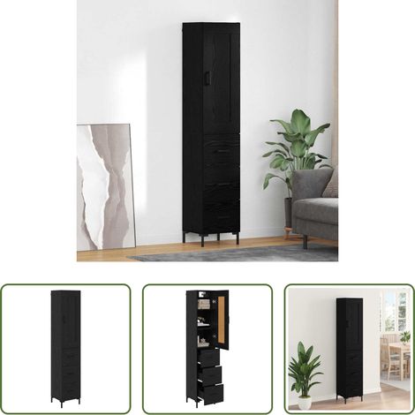 Meuble console - Haut Armoire Chêne noir 34,5 x 34 x 180 cm Bois d'ingénierie (1/5)