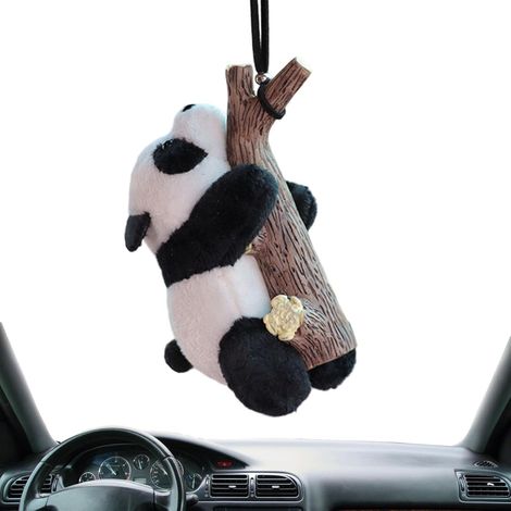 Pendentif rétroviseur panda, peluche à suspendre, décoration de sac et accessoire de voiture (1/5)