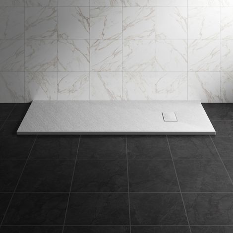 NRG 1700 x 700mm SMC White Rectangle Slate Effect Bathroom Shower Tray
