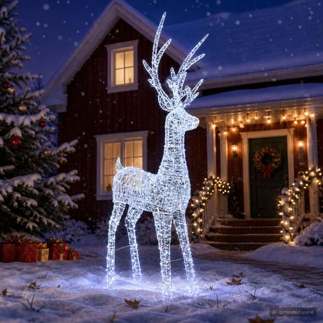 vidaXL Reno de Navidad LED 1000 LED Blanco 122 x 56 x 270 cm (1/5)
