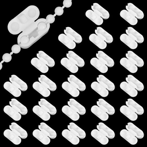 Lot de 24 Connecteurs de Chaîne pour Store – Attaches de Cordon de Rechange 4,5 mm – Compatibles Stores Vénitiens, Verticaux, Enrouleurs et Romains – Clips de Réparation en Plastique - Blanc (1/5)