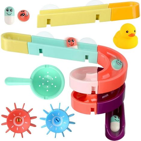 Jouet de bain créatif circuit à assembler, jeu d'eau éclaboussante pour enfants, toboggan amusant pour baignoire, kit de construction étanche, divertissement aquatique pour tout-petits. (1/5)