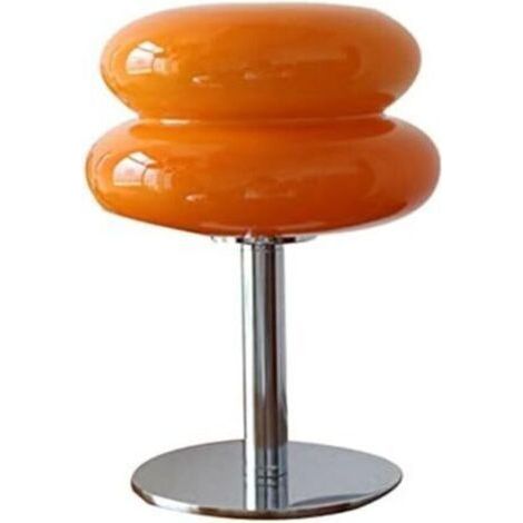 Lampe de Table Minimaliste Moderne en verre Champignon,Abat-Jour Rétro Couleur Macaron éclairage de Table de Chevet décoratif pour Salon, Chambre à Coucher (Orange) (1/5)