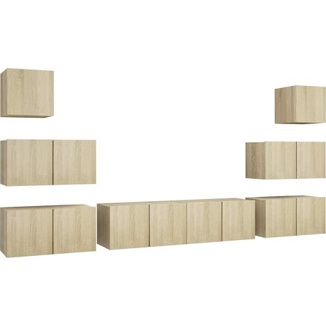 Maison Exclusive - 8-tlg. TV-Schrank-Set Sonoma-Eiche Holzwerksto (1/5)