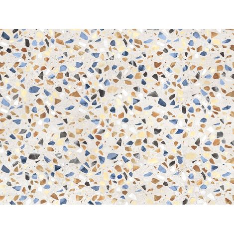papier peint panoramique imitation terrazzo bleu, beige et marron  - Sanders & Sanders (1/5)