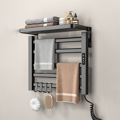 Sèche-serviettes électrique 100W – Affichage numérique – Étanche IPX4 – Minuteur 1 à 9 heures – Température réglable 30 à 70°C (1/5)