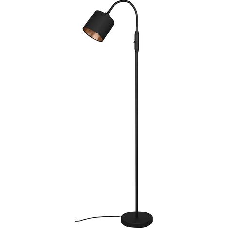 Lampadaire TOMMY R46331079, métal noir mat, abat-jour en tissu noir, doré, exclusif 1x E14 (1/5)