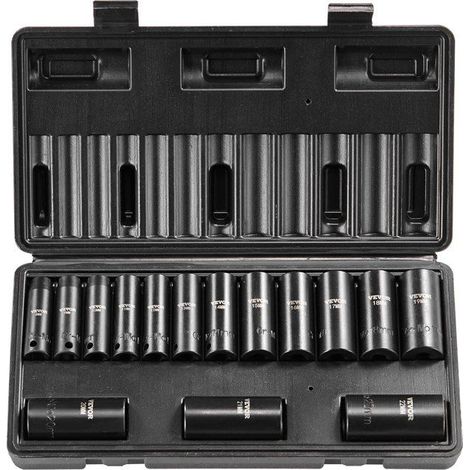 Coffret de douilles à chocs profondes métriques - 8-22 mm - 15 pièces - 3/8 po - Acier allié Cr-Mo (1/5)