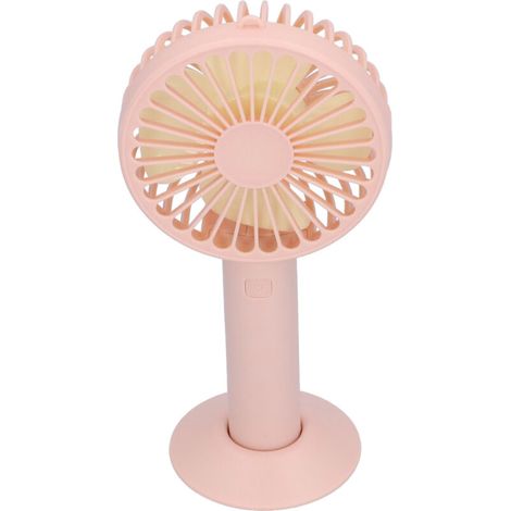 Ventilateur Portable USB Rechargeable 4 Hélices 3 Vitesses Support Rose Rafraîchissant (1/4)