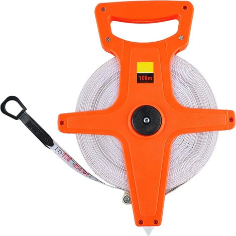 Fiberglass measuring tape, 100 meters (328ft) flexible retractable long measuring tape with ergonomic handle for landscaping and industrial construction (1/5)