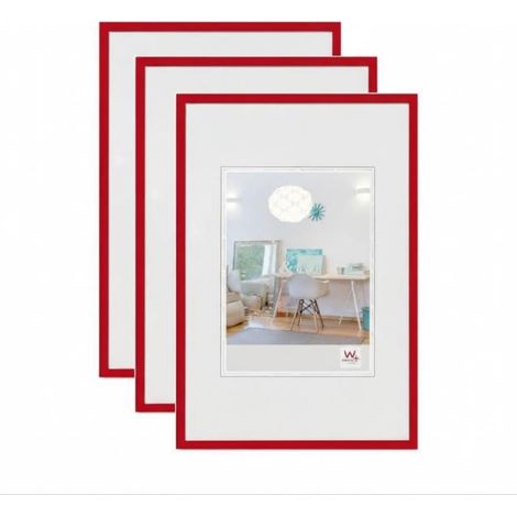 Lot De 3 Cadres Photo En Plastique, Rouges, 30 x 40 cm (1/5)