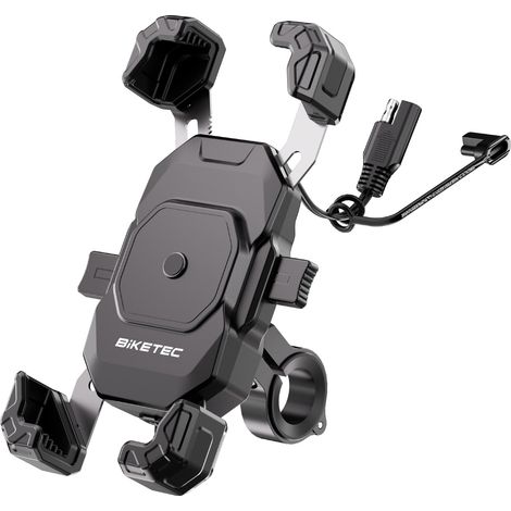 Support de téléphone double pour moto BIKETEC PRO avec chargeur à induction et USB-C (EL) (1/2)