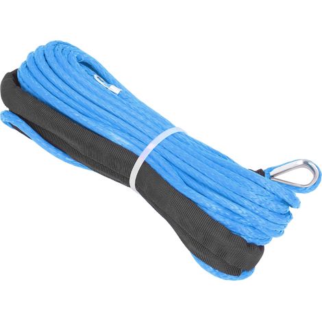 Câble de treuil 4,8 mm x 15 m, en fibre synthétique, résistance à la rupture de 2 495 kg (5 500 lb), étanche, pour VTT, UTV et remorque, bleu (1/5)