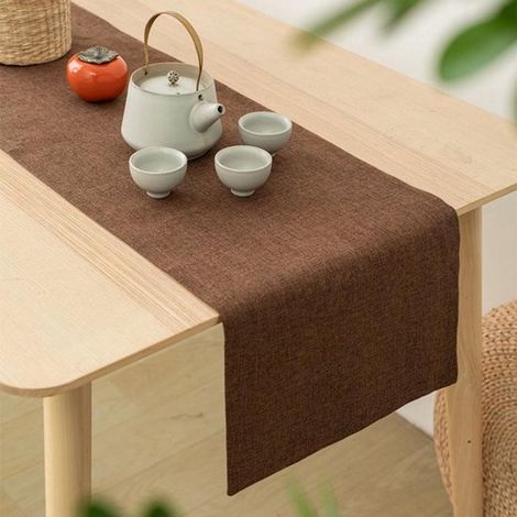 Mantel, Camino de mesa lavable a máquina, Camino de mesa liso, Camino de cama de tela, muebles de TV, entradas, pies de cama, XS, 32 x 120 cm (1/5)