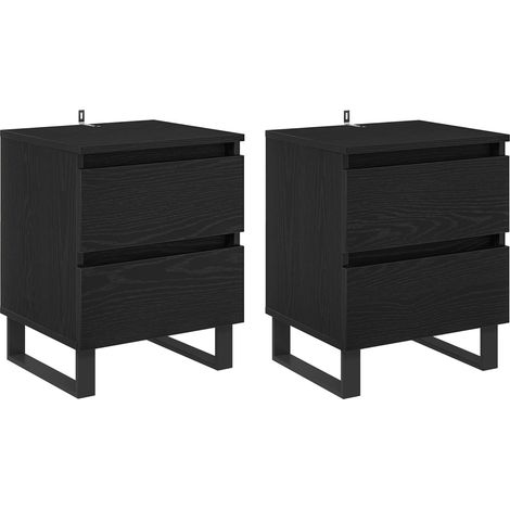 Maison Exclusive - Nachttisch 2 pcs Schwarz Eichen-Optik 40 x 35