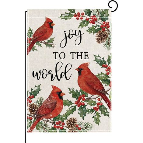Drapeau de jardin décoratif de Noël 2026 pour terrasse ou patio, motif Père Noël et bonhomme de neige - 30 x 45 cm (polyester double face) - 13