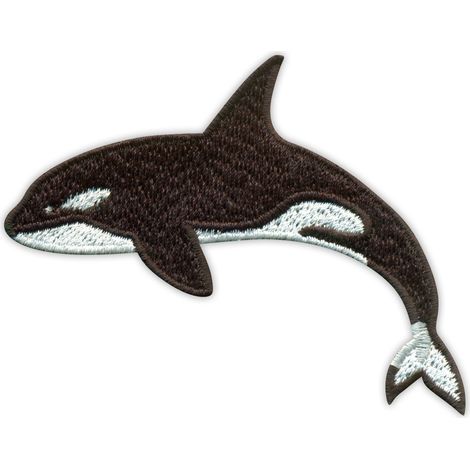 Orca-Aufnäher – Schwertwal – Selbstklebende Rückseite – Gestickter Aufnäher/Abzeichen/Emblem