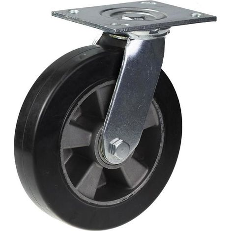 Drehrollen - Schwarz - 200 mm - Tragfähigkeit 450 kg - Verzinkter Stahl - Geringer Rollwiderstand