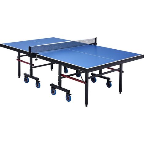 Table de ping-pong pour jeu de tennis de table professionnel, table de tennis de table pliable portable d'intérieur en MDF, avec filet à serrage rapide et roues verrouillables, plateaux de 25 mm (1/5)
