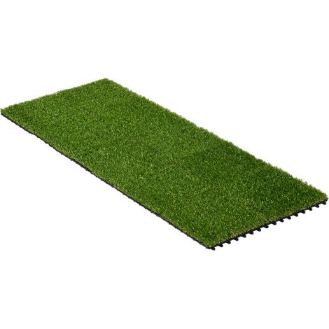 Gazon synthétique Artificiel Set de 10 Dalles Carreaux 30 x 30 cm épaisseur Confort 3,5 cm à emboîter Vert (1/5)
