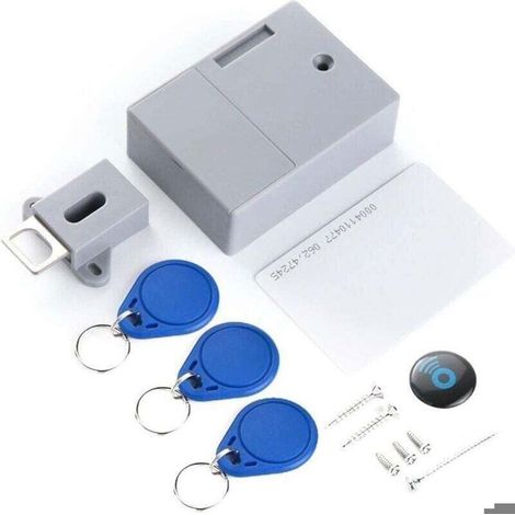 Serrure magnetique,Ferme-porte Batterie Capteur de carte IC Tiroir d'armoire Intelligent DIY Serrure numérique cachée invisible (1/4)