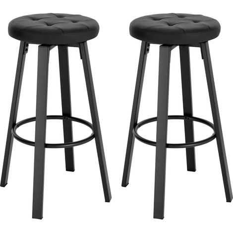 WOLTU 2 x Tabouret de Bar avec Siège Similicuir Pivotant, Pieds en Métal avec Repose-Pieds, Charge 120kg, Anthracite BH330an-2 (1/4)