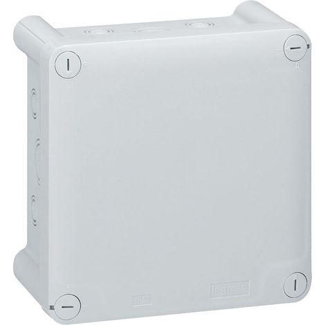 Boîte de dérivation carrée pour presse-étoupe Plexo dimensions 130x130x74mm gris RAL7035 LEGRAND 092034 (1/4)